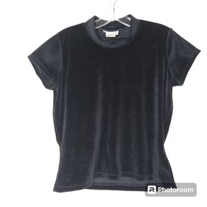 Black Velour Kala Womens Short Sleeve Top